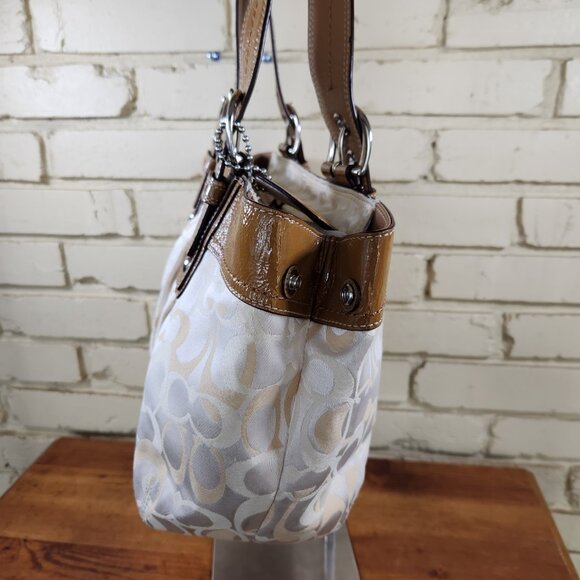 Euc Vintage Coach Signature C's Optic Y2k Pleated Satchel Handbag Purse - Picture 8 of 11